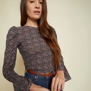 Nation LTD Floral Long Sleeve Blouse - Black and Pink